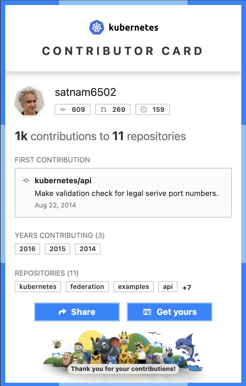 Kubernetes contributor card